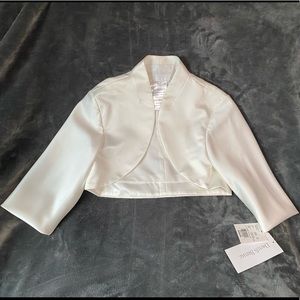 David’s Bridal 3/4 Sleeve Satin Jacket in Light Ivory